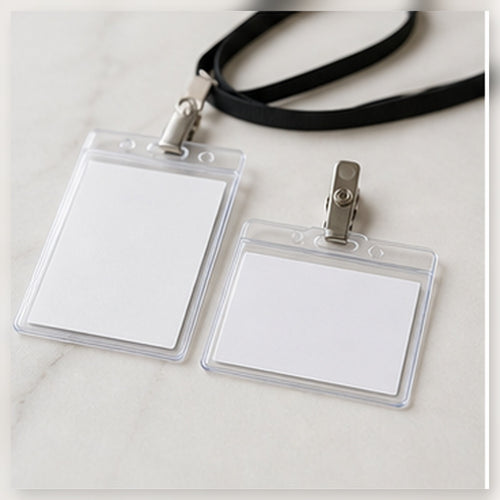 Custom Acrylic Staff Name Badges clean sample product image in a bright local business setting