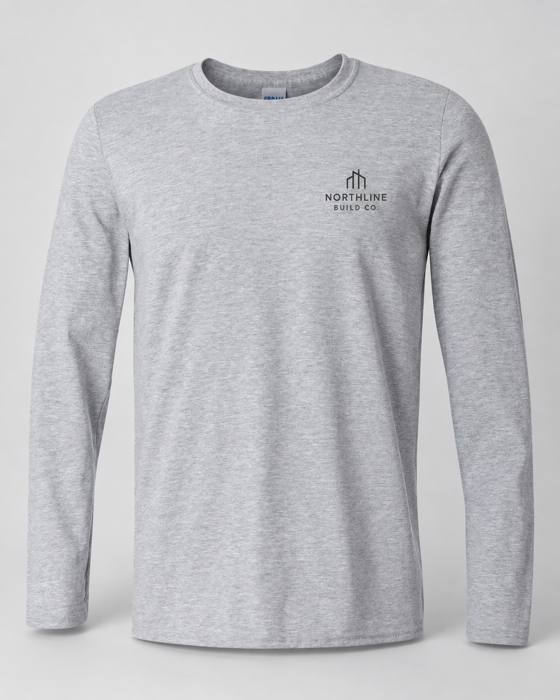 Illustrative business mockup. long sleeve with a small printed company logo on the left chest