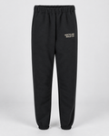 Illustrative business mockup. Gildan SF100 Softstyle pocket sweatpants with a small professional business logo on a neutral studio background