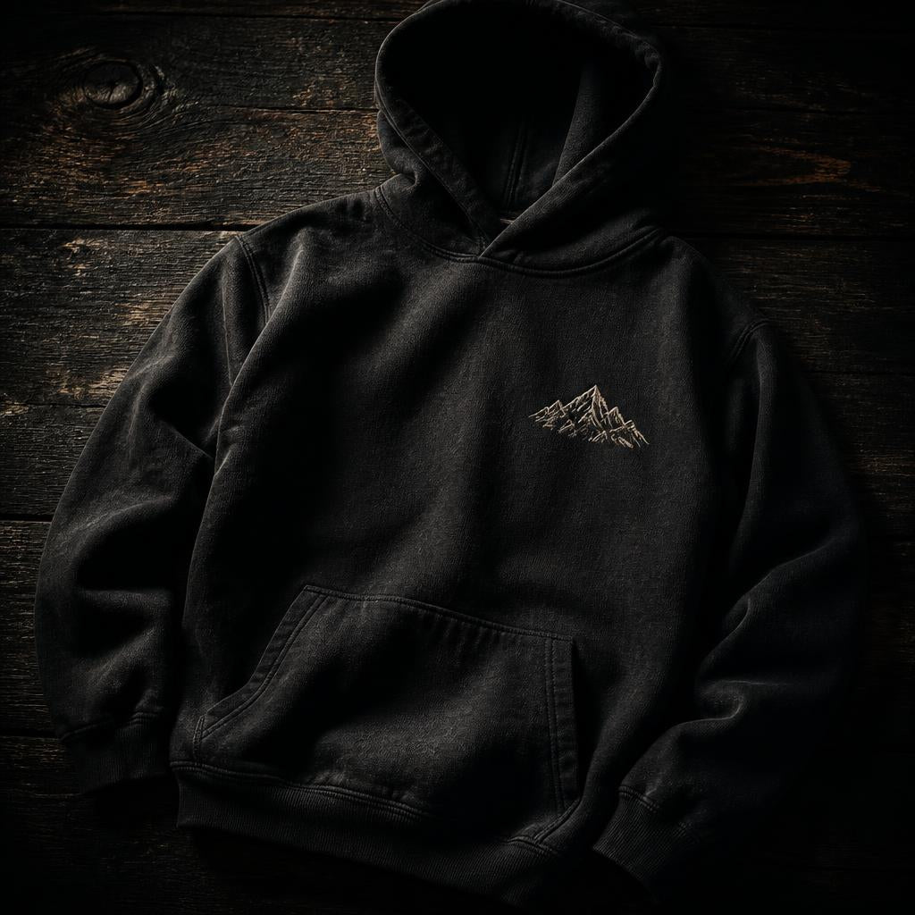Rocky Ridge embroidered black hoodie