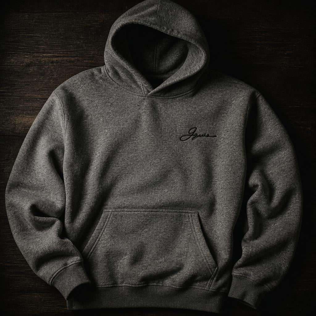 Signature Script embroidered heather grey hoodie