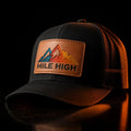 UV printed leather patch cap — vibrant full-color logo pressed on genuine leather