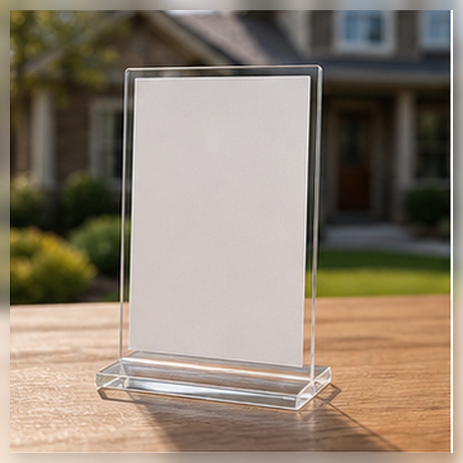 Real Estate QR Tabletop Sign clean sample product image in a bright local business setting